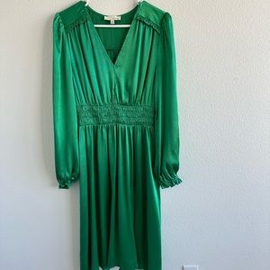 Pinch Green Midi Dress | Faux Silk | Size M | Green